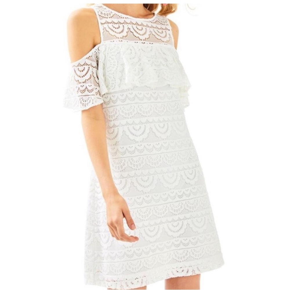 Like New Lilly Pulitzer White Lace Lyra Dress size M